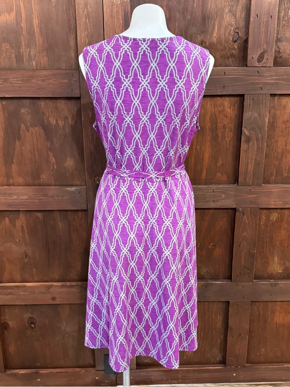 41 Hawthorn Purple Printed Sleeveless Wrap Dress with Tie - Picture 2 of 7